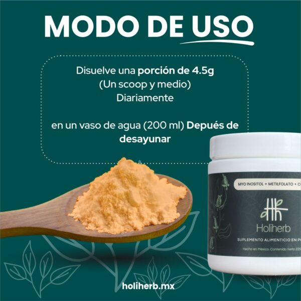 Modo de uso de Myo Inositol + Metilfolato + COQ10 en polvo